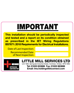 Little Mill Services  Periodic Inspection Labels