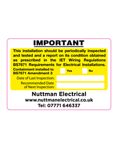 Nuttman Electrical Amendment 3 Periodic Inspection