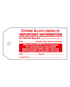 Extreme Alloys London Wheel Nut Re-Torque Tags