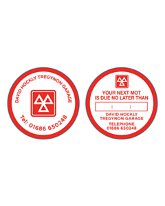 David Hockley Tregynon Garage MOT Window Stickers