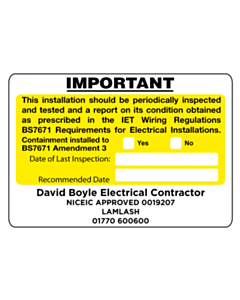 David Boyle Electrical Contractor Amendment3 Label