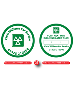 Chris Williams MOT Reminder Window Stickers