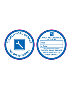 Church Road Garage Service Reminder Window Sticker