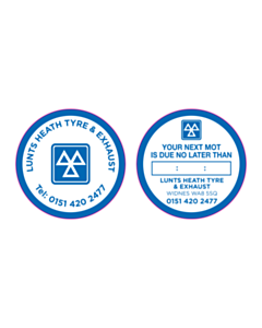 Lunts Heath Tyre & Exhaust MOT Window Stickers