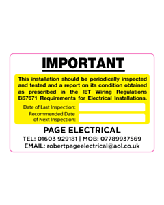 Page Electrical Periodic Inspection Labels