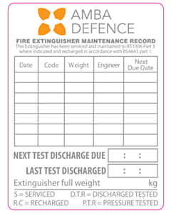 Amba Defence Fire Extinguisher Labels
