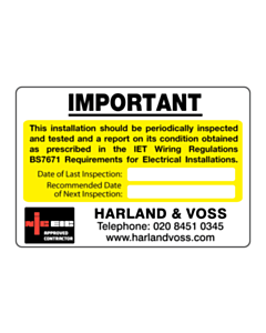 Harland & Voss Periodic Inspection Labels