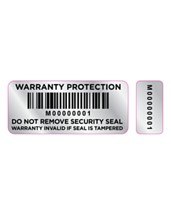 Warranty Protection Silver Barcode Labels