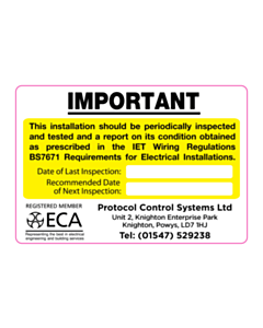 Protocol Control Systems Periodic Inspection Label