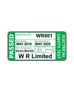W R Limited PAT Test Labels