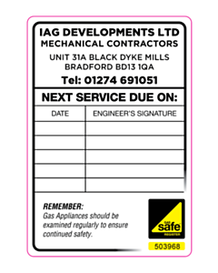 IAG Ltd Gas Safe Labels
