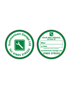 Summertown Garage Service Reminder Window Stickers