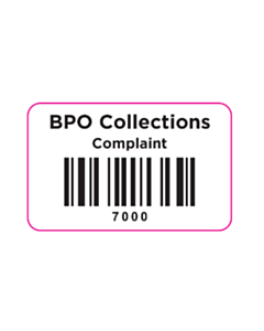 BPO Collectins (Complaint) Code 128 Barcode Labels