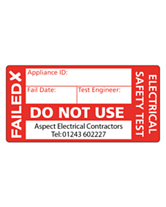 Aspect Electrical PAT Test Fail Labels
