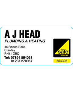 A J Head Gas Safe Boiler Service Labels