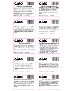 Gino Gelato Ice Cream Labels - 10x Sets