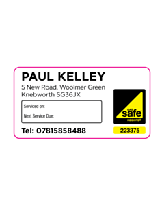 Paul Kelley Gas Safe Service Due Labels