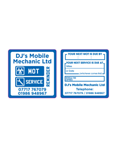 DJ's Mobile Mechanic Ltd Window Stickers