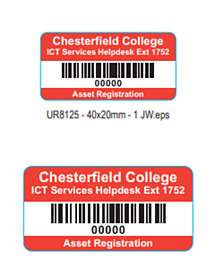 Chesterfield College 40x20mm Asset Labels WetProof