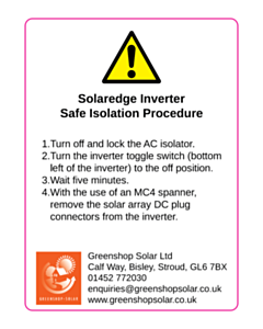 Greenshop Solar Ltd Solaredge Inverter Labels