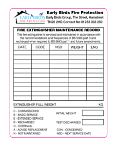 Early Birds Fire Protection Fire Extinguisher LBL
