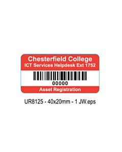 Chesterfield College 40x20mm Asset Labels