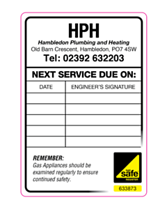 Hambledon Plumbing & Heating Gas Safe Labels