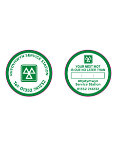 AAS Rhydymwyn Ltd MOT Reminder Window Stickers