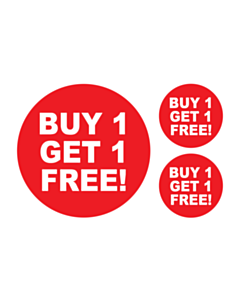 Buy 1 Get 1 Free Stickers 50 & 24mm