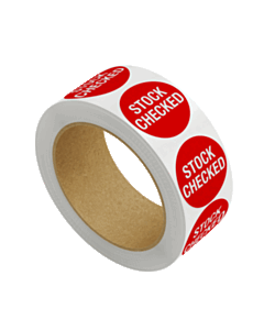 Red Stock Checked Labels 30mm