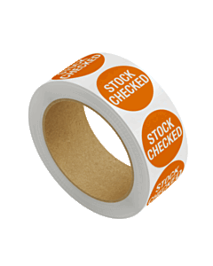 Orange Stock Checked Labels 30mm