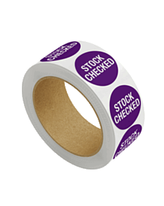 Purple Stock Checked Labels 30mm
