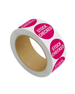 Pink Stock Checked Labels 30mm