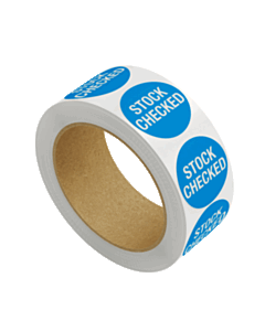 Blue Stock Checked Labels 30mm