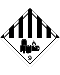 Class 9 Lithium Battery Placard Labels 250x250mm
