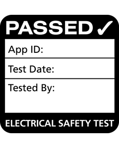 4th Edition Black Plug Top PAT Test Labels 25x25mm