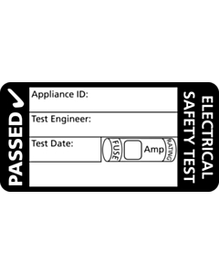 4th Edition Black PAT Test Passed Labels 50x25mm