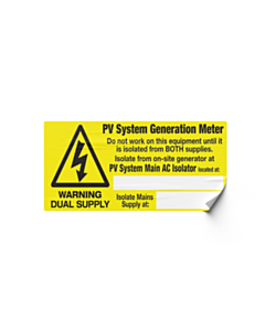 Solar PV Dual Supply Labels 100x40mm
