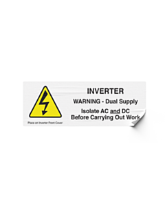 PV Inverter Dual Supply Warning Labels 132x47mm