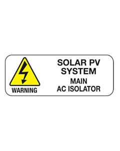 Main AC Isolator PV System Labels 40x15mm