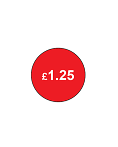 £1.25 Price Labels 20mm Permanent