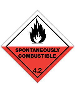 Spontaneously Combustible 4.2 Placard Labels 250x250mm