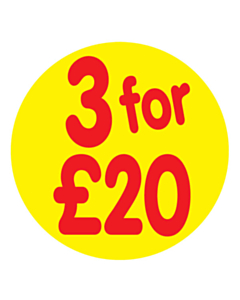 3 for £20 Price Labels 30mm Removable