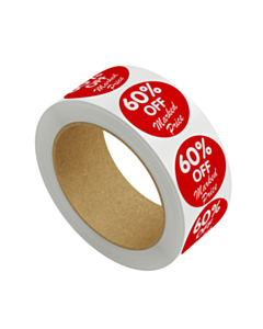 60% Off Marked Price Stickers 30mm Permanent