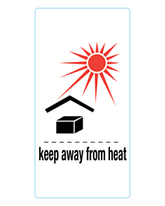 Keep Away From Heat Labels 75x150mm