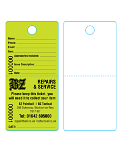 BZ Paintball Repair Tags
