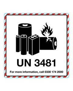 100x100mm UN 3481 Lithium Battery Shipping Labels