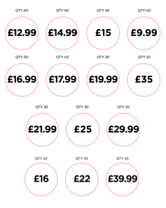 40mm Dia Price Labels - 14 Sorts