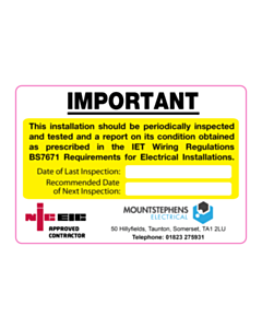Mountstephens Electrical Periodic Inspection Labels