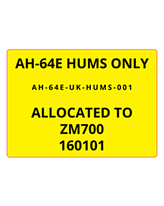 140x100mm AH-64E HUMS ONLY Labels